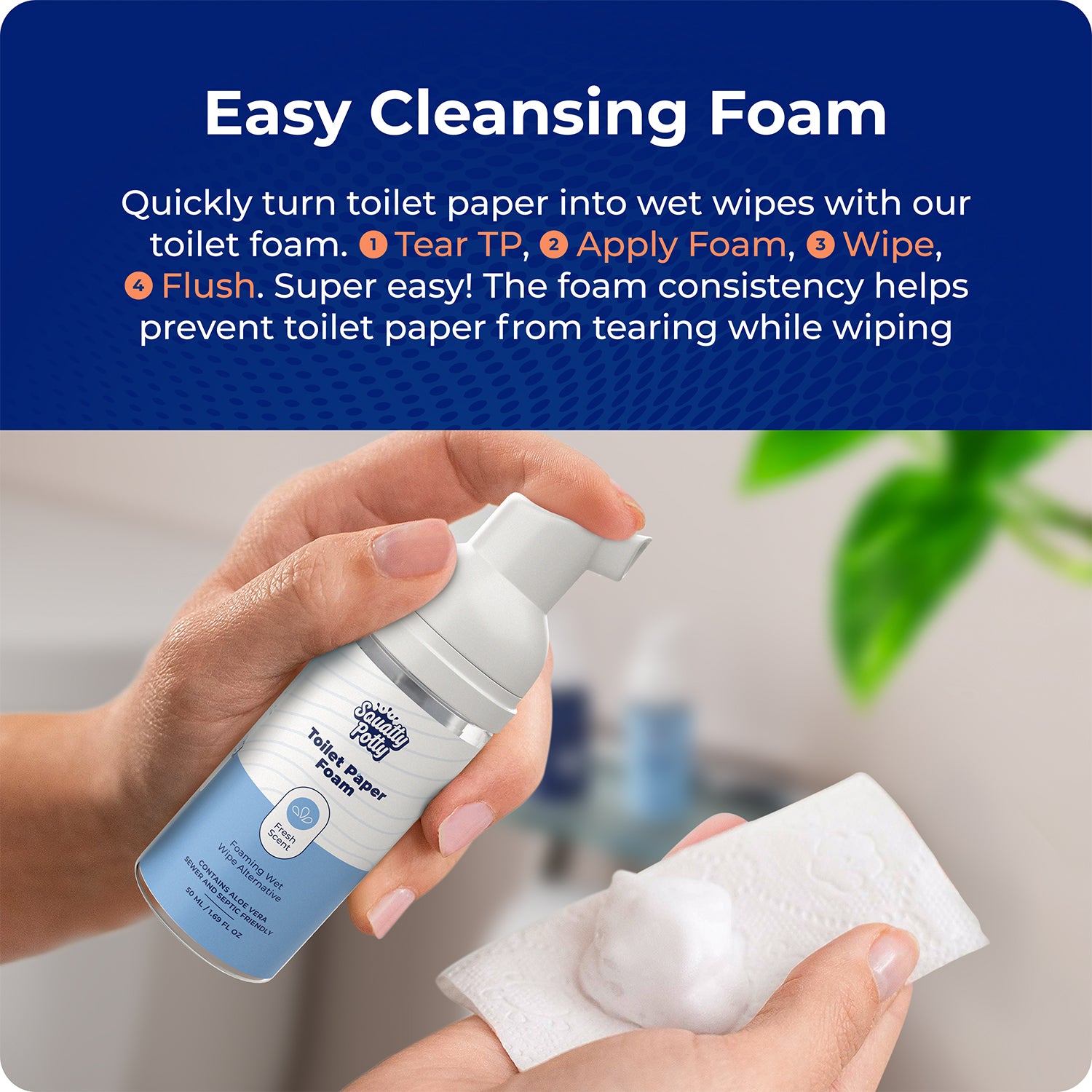 Toilet Paper Foam Instant Wet Wipe 2 Pack