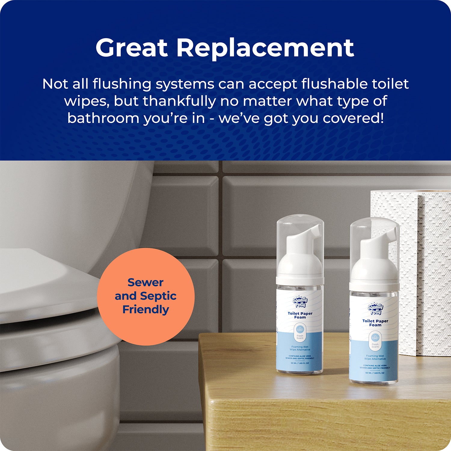 Toilet Paper Foam Instant Wet Wipe 2 Pack