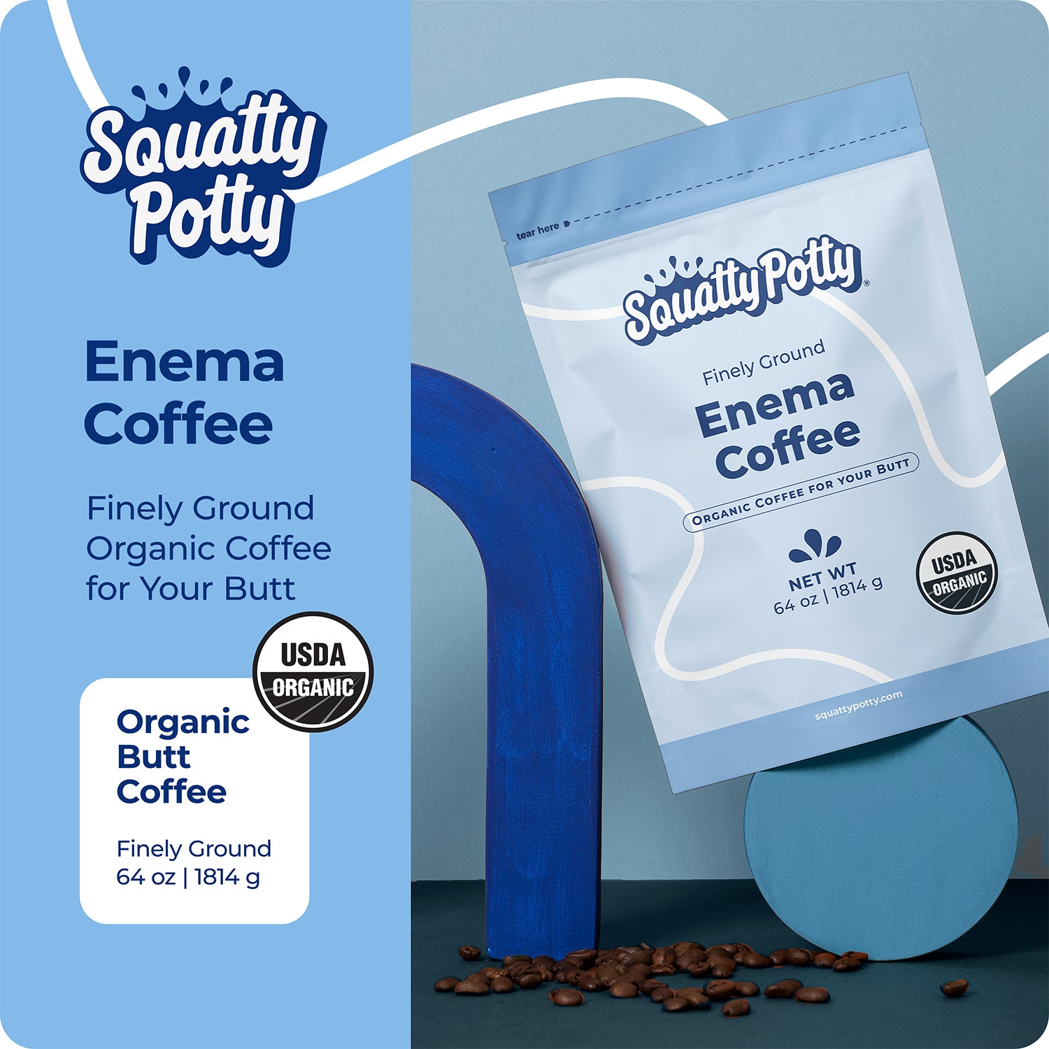 Squatty Potty Enema Coffee – Organic – 419° Roasted, Ground Coffee, Cleanse and Detoxify, Made in USA – 4 lb Bag