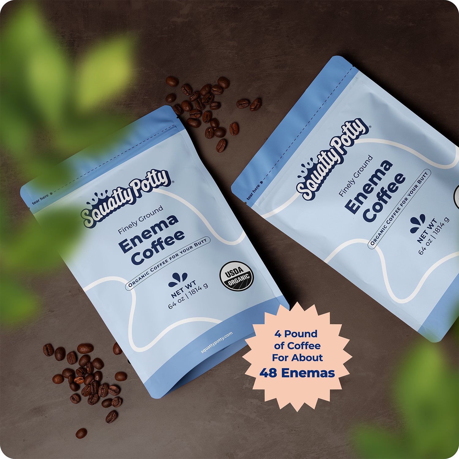 Squatty Potty Enema Coffee – Organic – 419° Roasted, Ground Coffee, Cleanse and Detoxify, Made in USA – 4 lb Bag