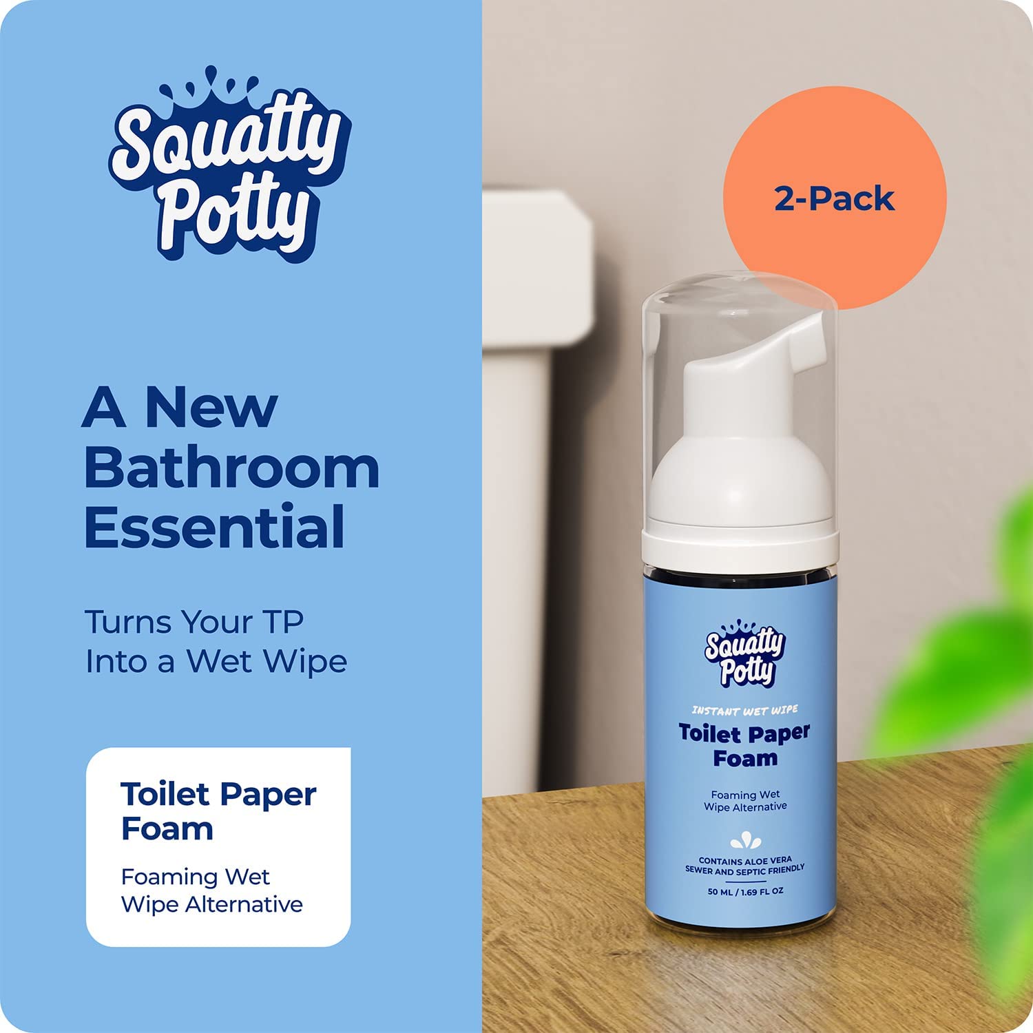 Toilet Paper Foam Instant Wet Wipe 2 Pack