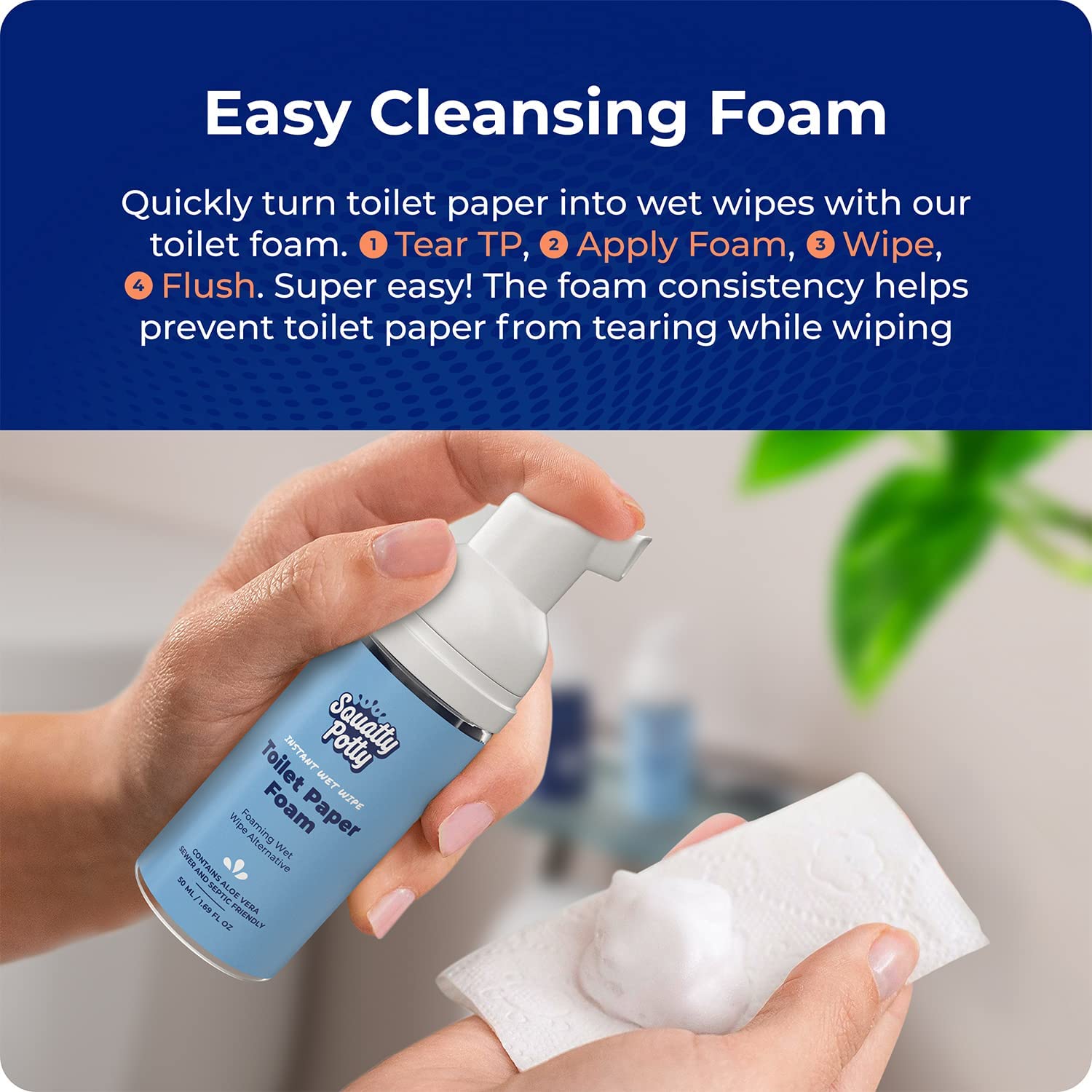 Toilet Paper Foam Instant Wet Wipe 2 Pack