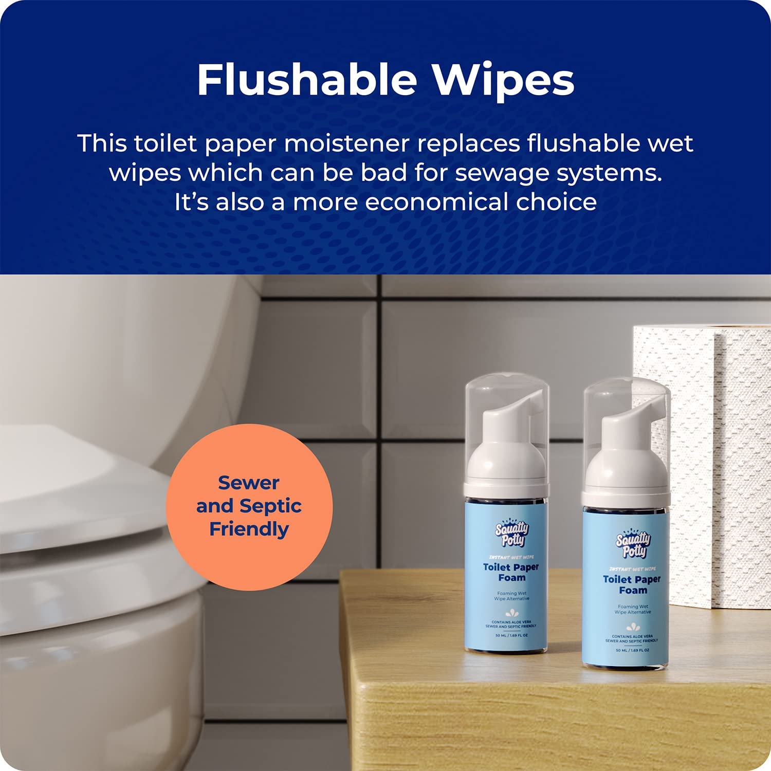 Toilet Paper Foam Instant Wet Wipe 2 Pack