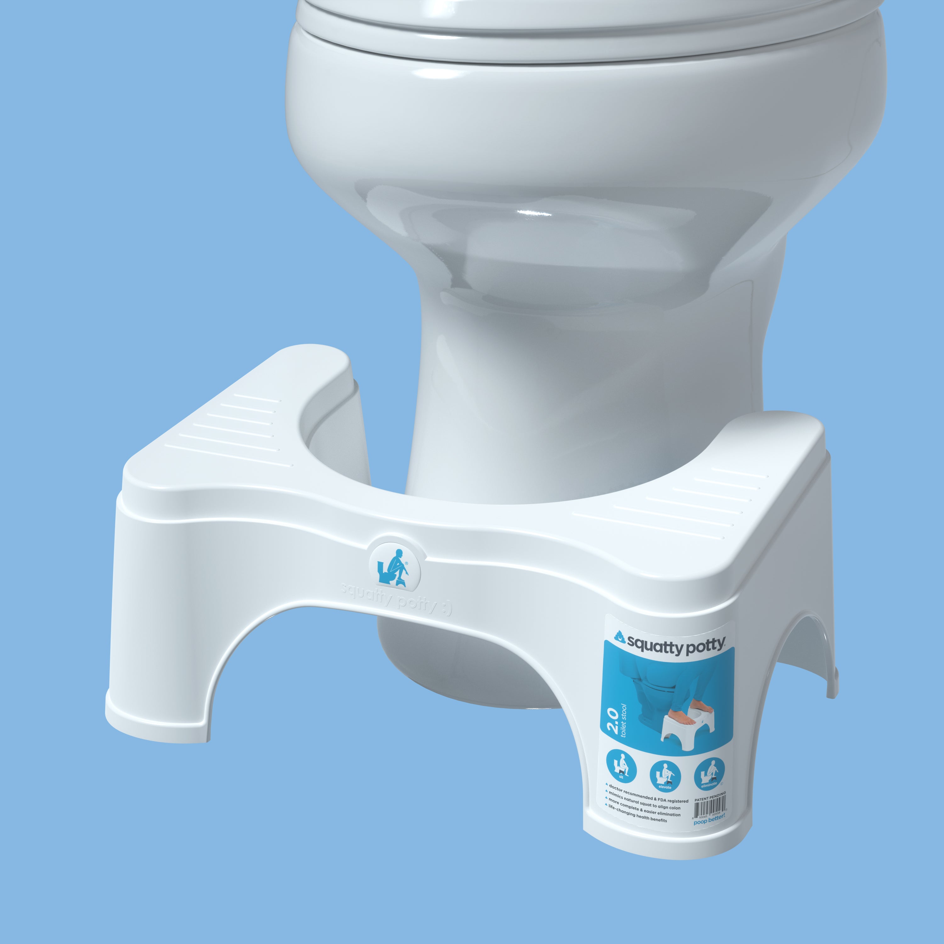 Squatty Potty Original Toilet Stool 2.0 Base 7, White, 1 Count